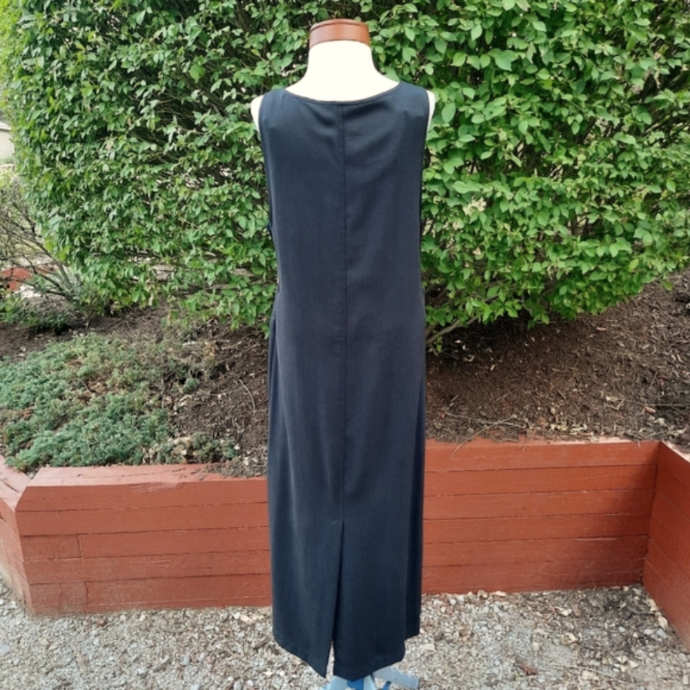 Talbots Vintage 90's Overalls Jumper Pocket Dress Tencel Lyocell Black Small - Picture 9 of 12
